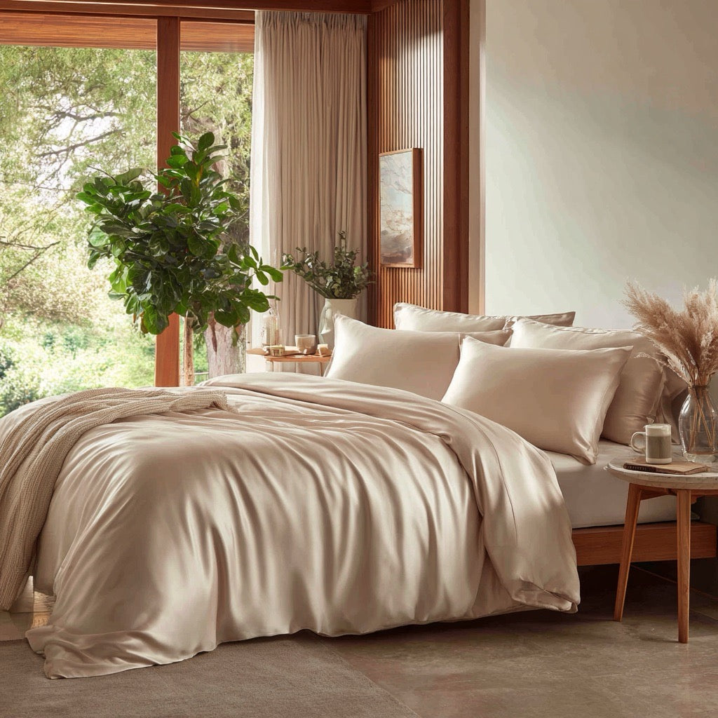 Beige Bambus Sengesett