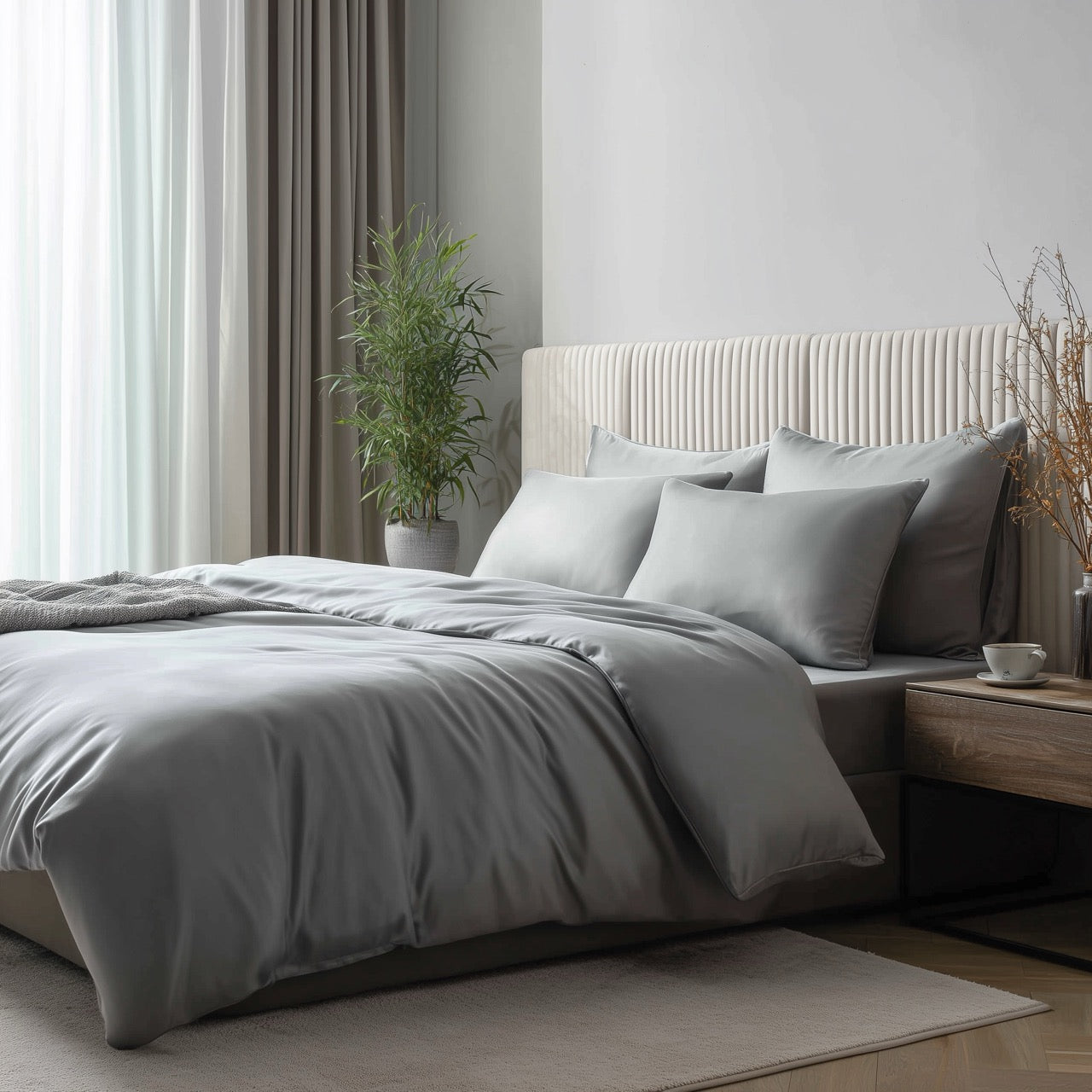 Gråt Bambus Sengetøj