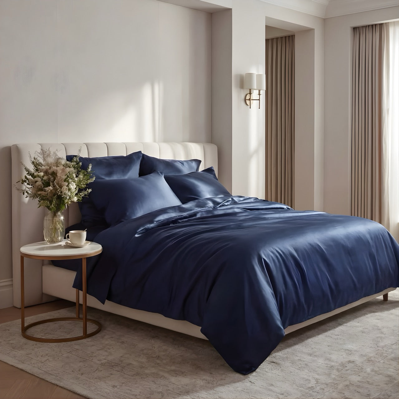 Marineblåt Bambus Sengesæt