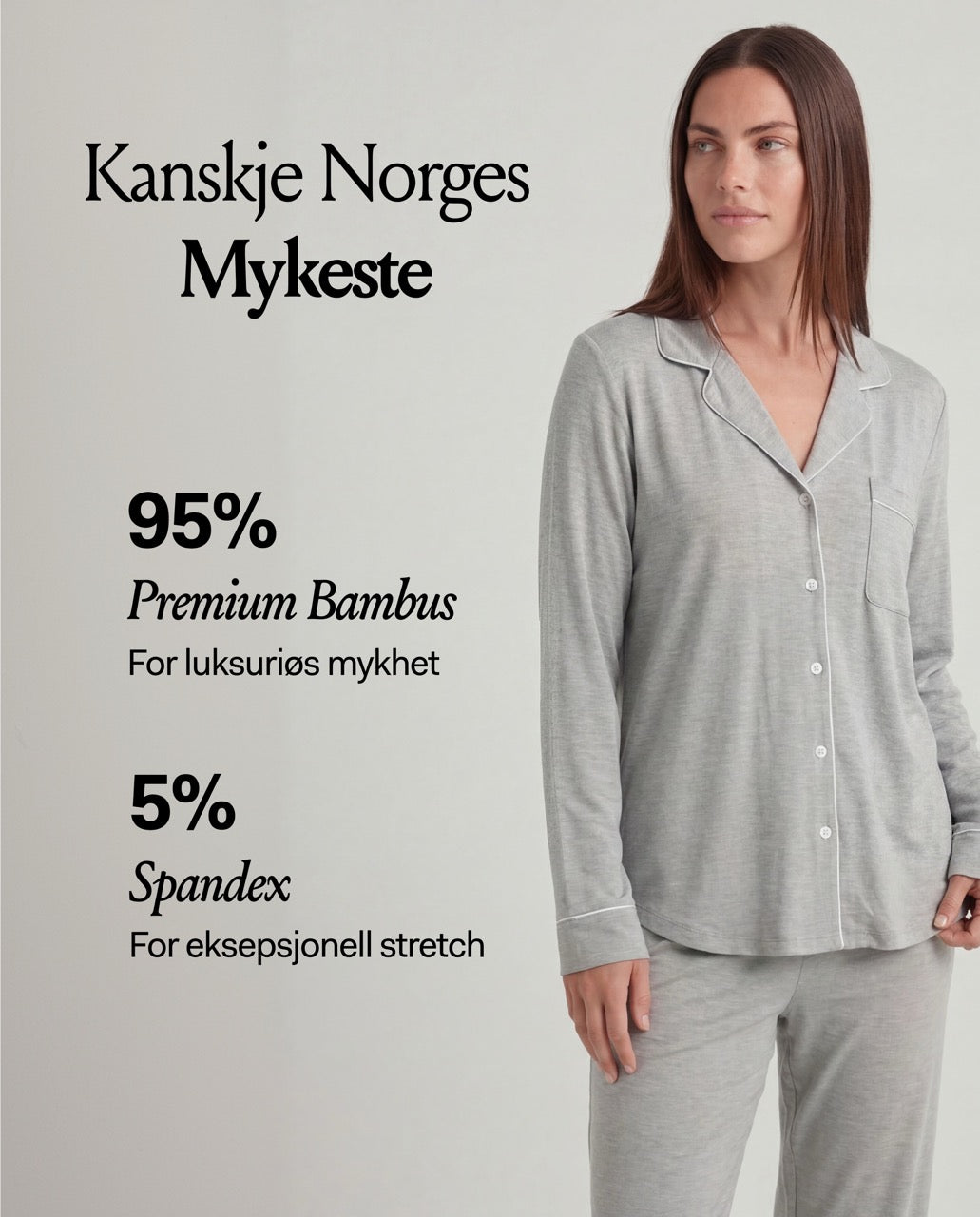 Lysegrå Bambus Pysjamas