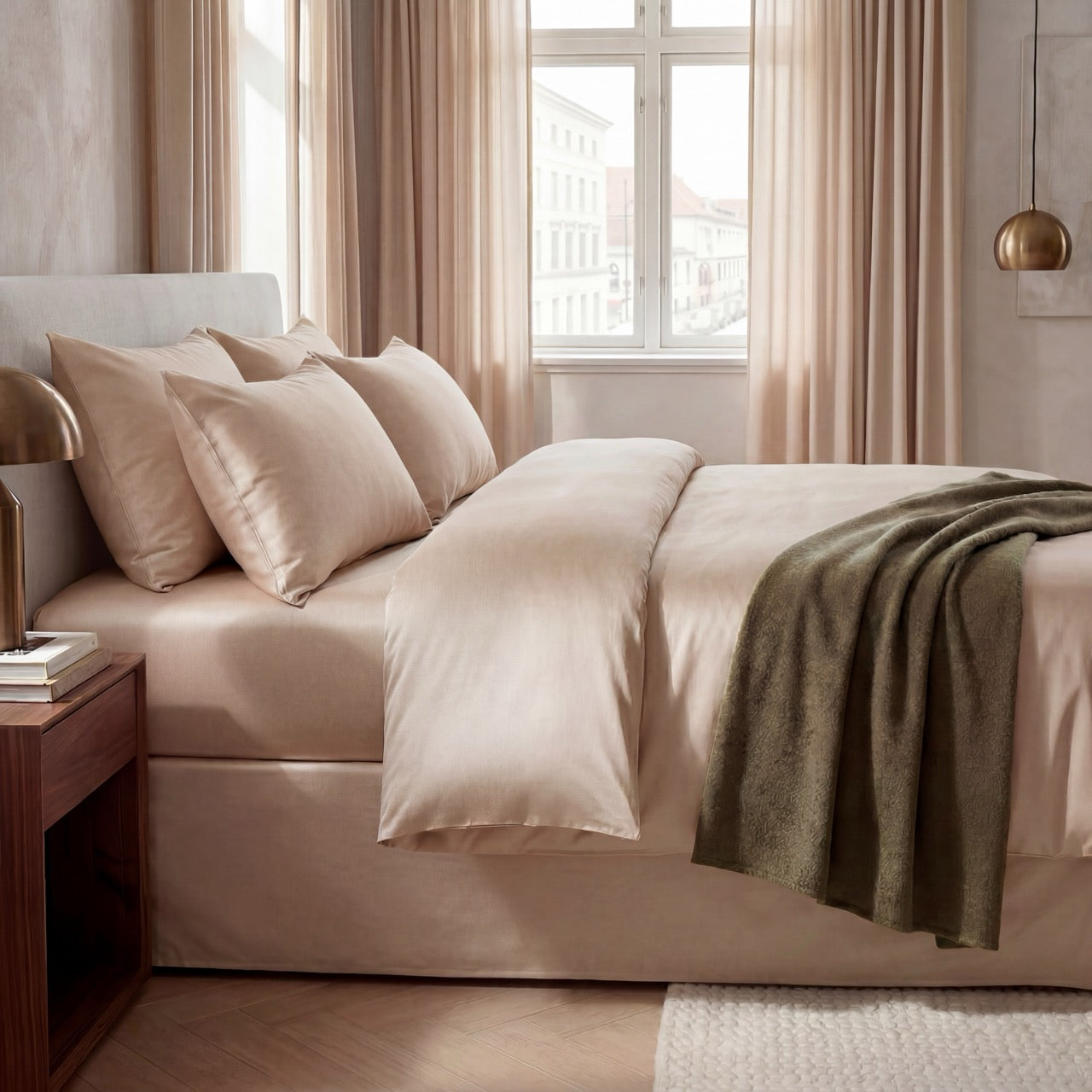 Beige Bambus Sengesæt