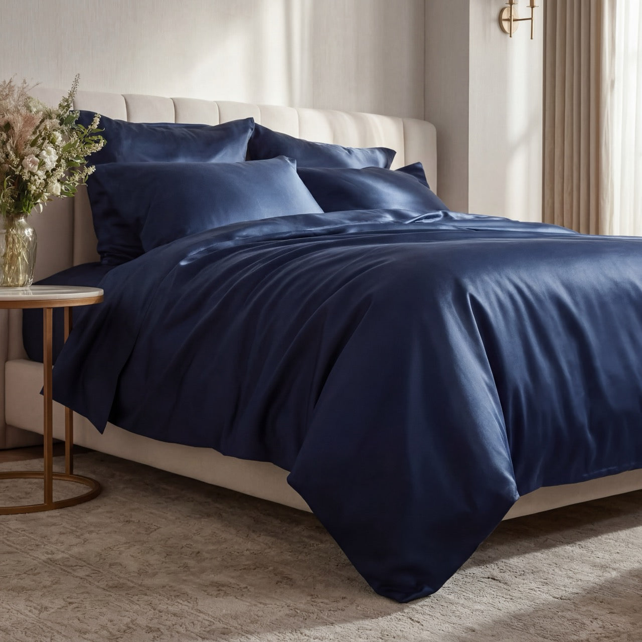 Marineblåt Bambus Sengesæt