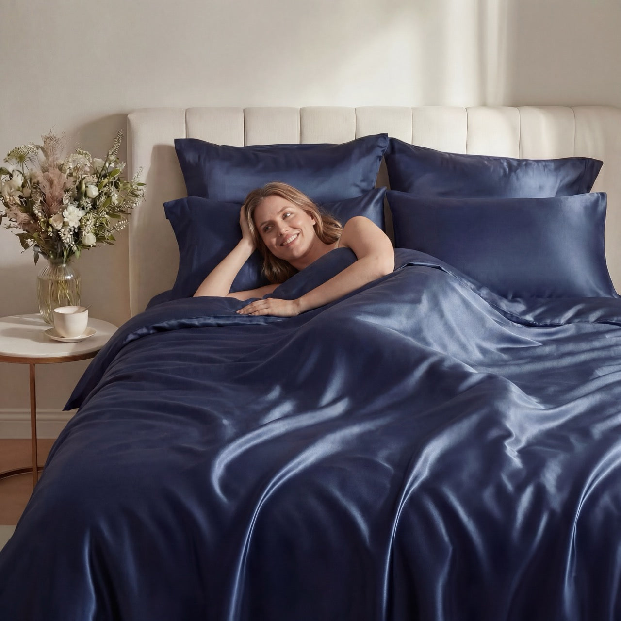 Marineblåt Bambus Sengesæt