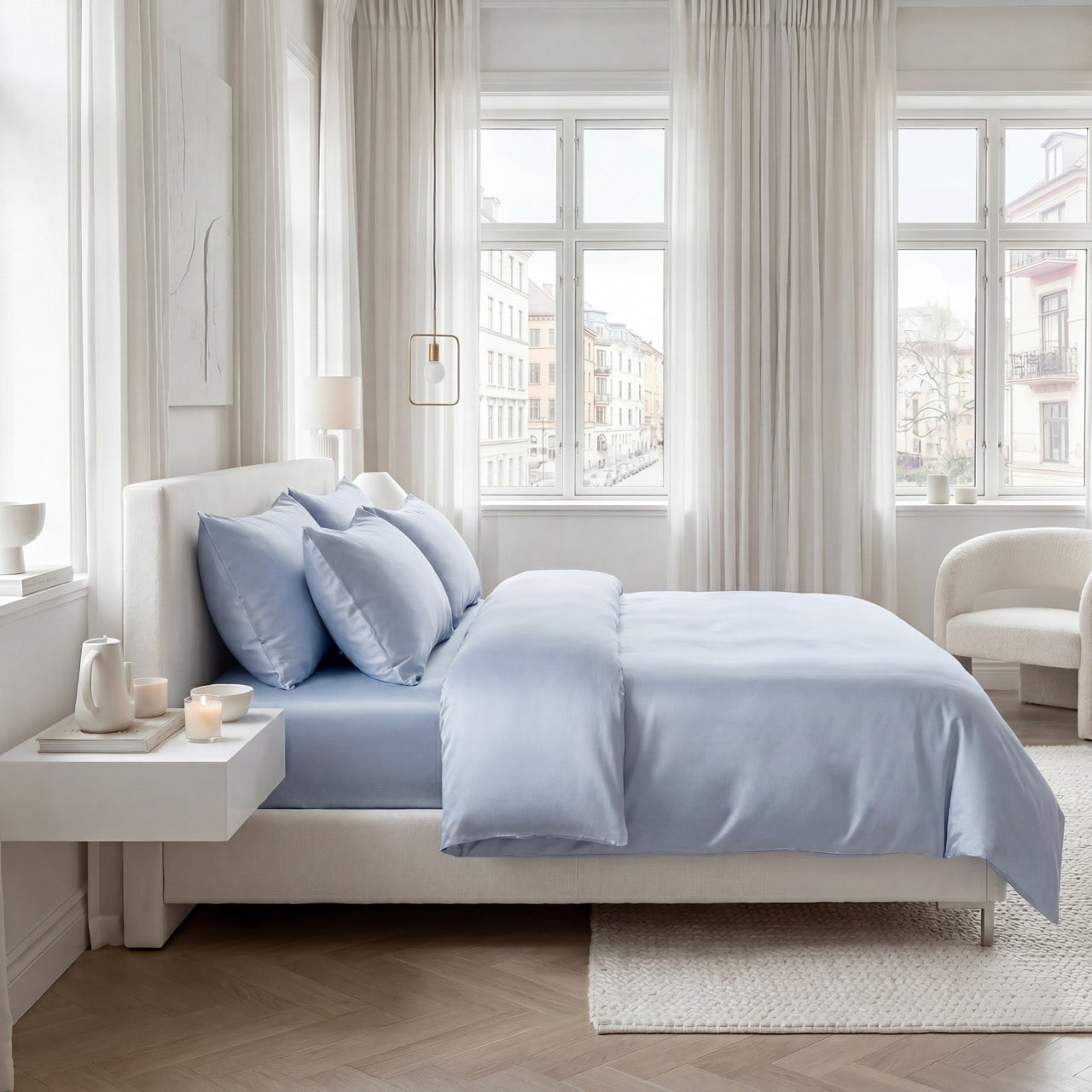 Himmelblåt Bambus Sengesæt