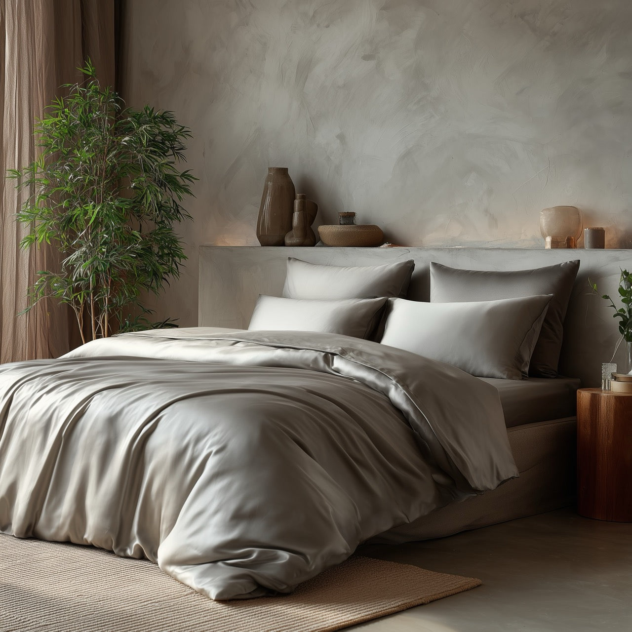 Gråt Bambus Sengesæt