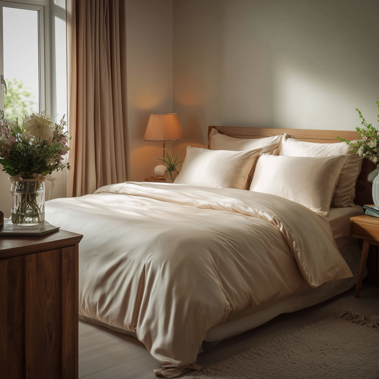 Beige Bambus Sengesæt